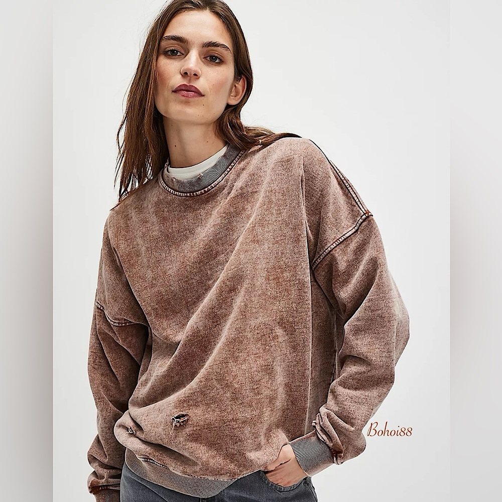 NEW Free People Falling Forward Snow Washed
Destroyed Crew